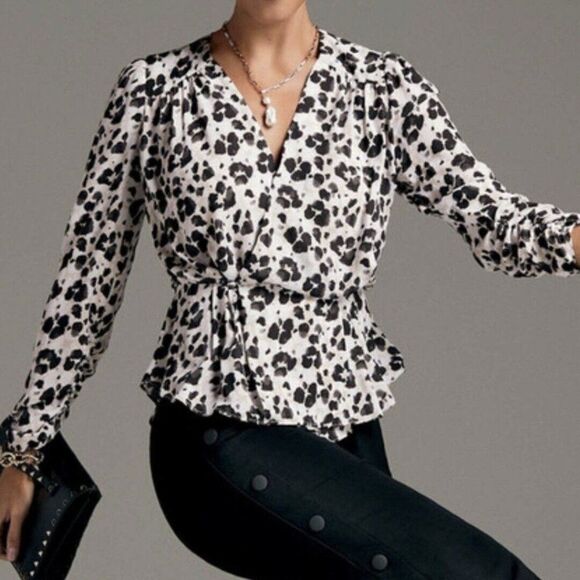 Cabi Animal Print “Rosette” Peplum Top Small - Picture 1 of 6